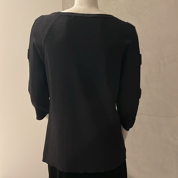 Vintage AD Originals Black 3/4 Sleeve Top with Sequins Detail - Picture 4 of 7